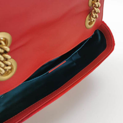 Gucci Marmont Mini Flap Red Velvet Handbag