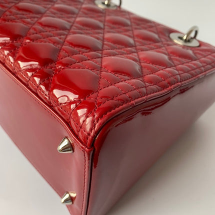 Sold Lady Dior Medium Bag Red Patent Leather