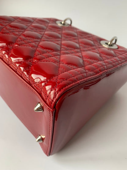 Sold Lady Dior Medium Bag Red Patent Leather