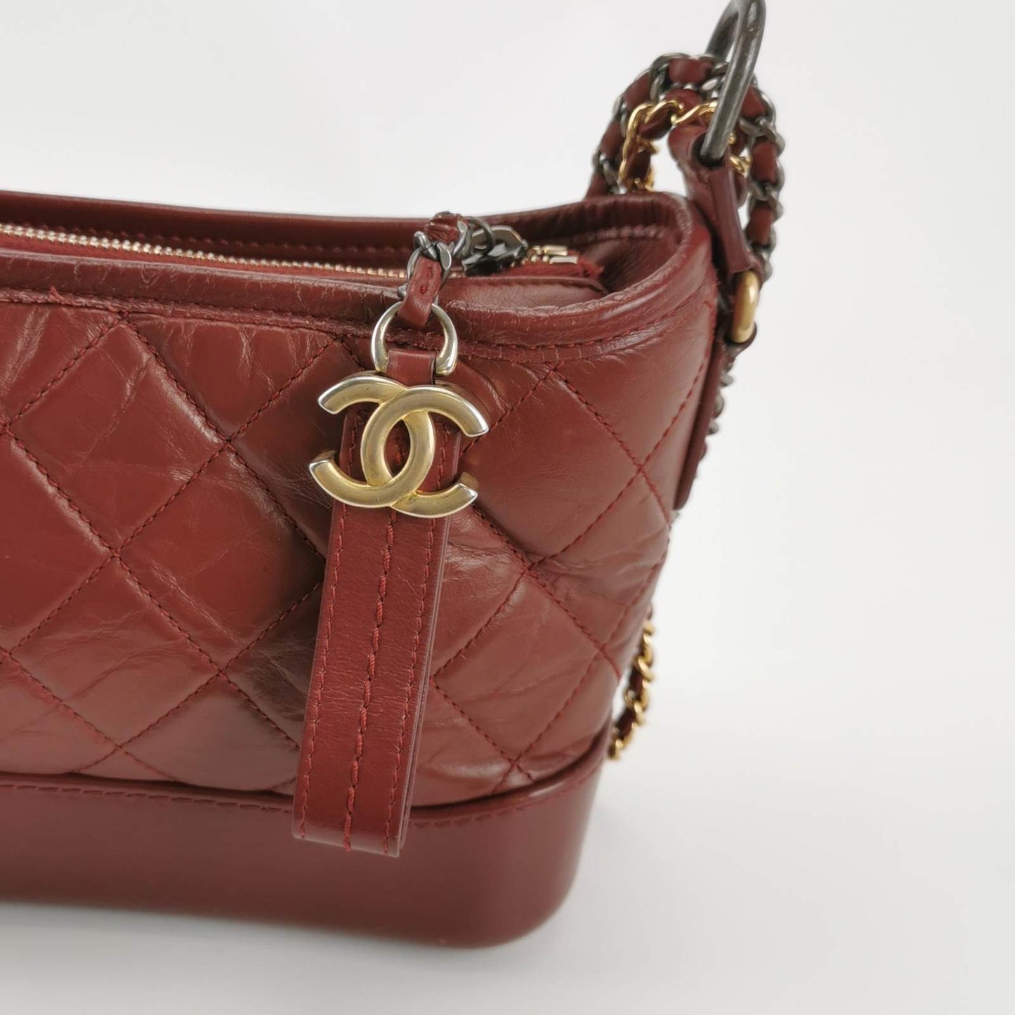 Chanel Gabrielle Hobo 2018 Burgundy Leather Small Crossbody Bag