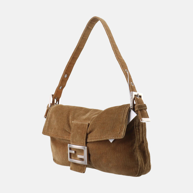 Sold FENDI Baguette Vintage Corduroy Beige Brown Shoulder Bag