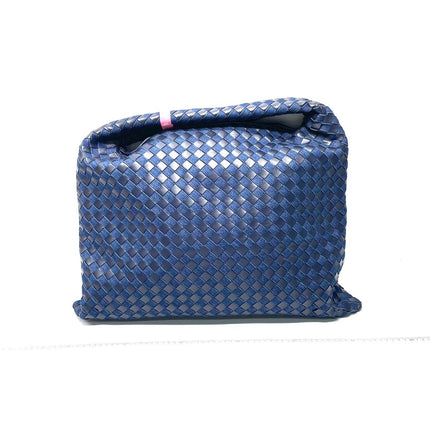 Bottega Veneta Hop Large Leather and Denim Intrecciato Navy Hobo Bag 55cm-Luxbags
