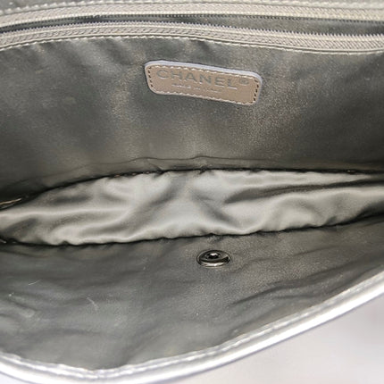 Chanel Ice Cube Chocolate Bar Classic Flap Metallic Silver PVC with Leather