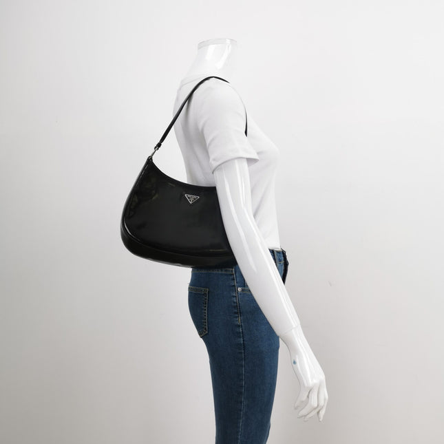 Sold Prada Cleo Black Smooth Leather Shoulder Bag