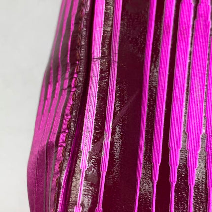 Fendi Baguette Pink Patent Leather Striped Gold Hardware Shoulder Bag