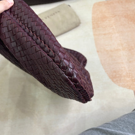Bottega Veneta Veneta Hobo Burgundy Wine Intreciatto Leather Bag Large 48cm