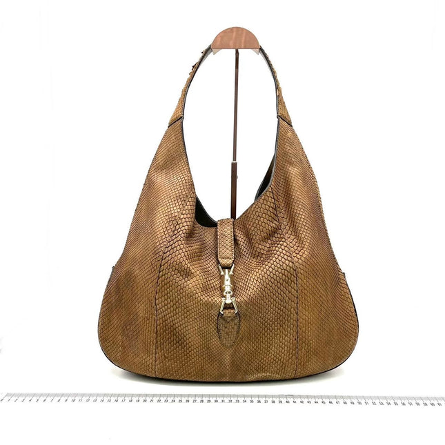 Gucci Jackie Brown Python Leather Gold Hardware