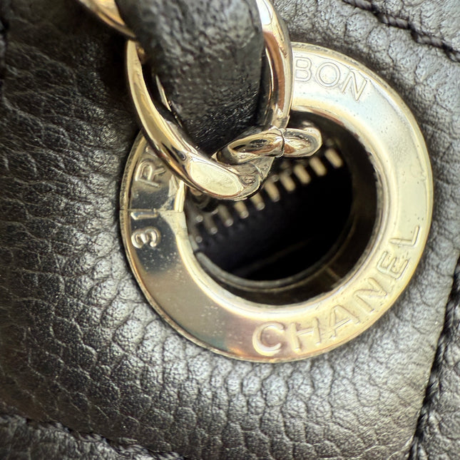 Chanel CC Logo Tote Black Soft Quilted Caviar Leather Silver Hardware 2011-2012