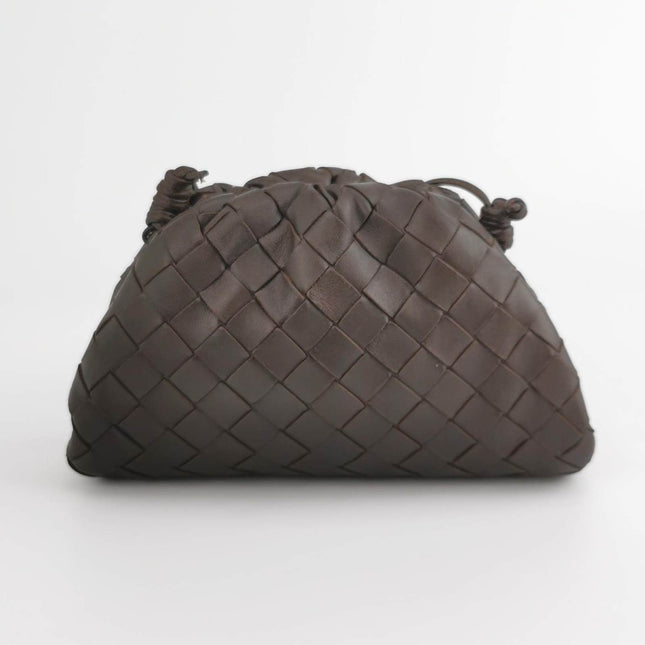 Sold Bottega Veneta Pouch Mini Intrecciato Dark Chocolate Brown Lambskin Leather Crossbody Bag