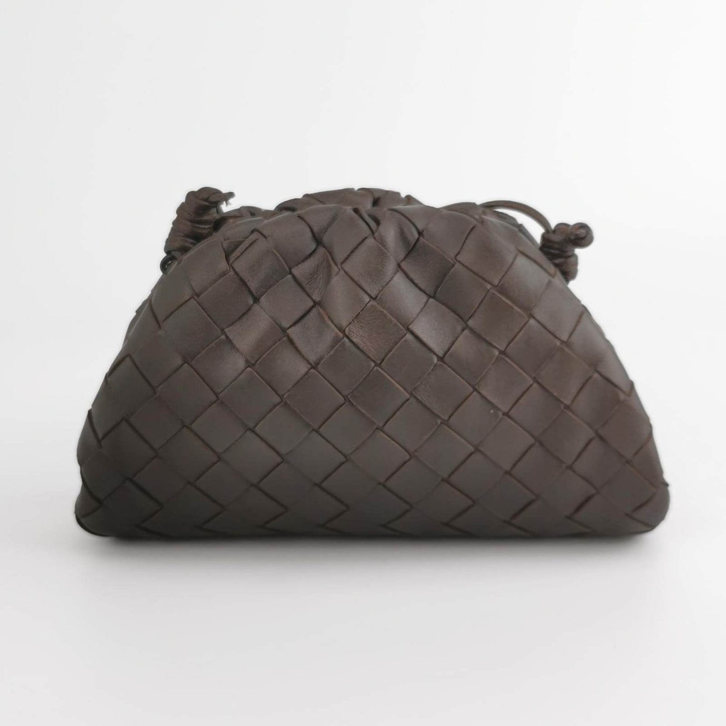 Bottega Veneta Pouch Mini Intrecciato Dark Chocolate Brown Lambskin Leather Crossbody Bag