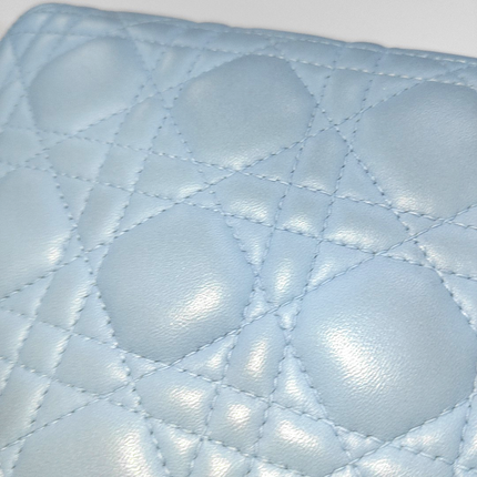 Lady Dior Mini Blue Cannage Lambskin Silver Hardware Crossbody Handbag