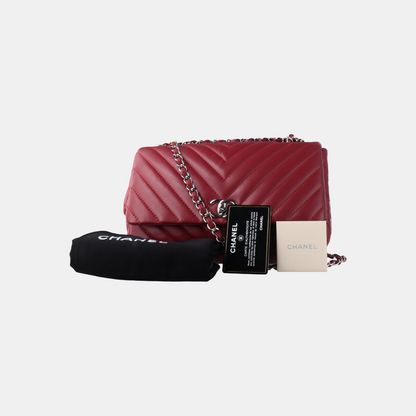 Chanel Classic Flap Medium Chevron Burgundy Quilted Lambskin Leather, 2012