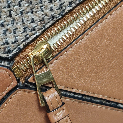 Loewe Puzzle Medium Brown Leather and Tweed Shoulder Bag