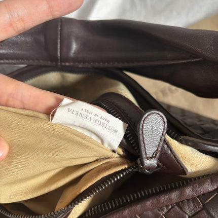 Bottega Veneta Belly Hobo Intreccio Leather Dark Chocolate Brown Large 50cm