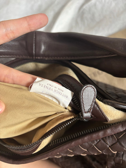 Bottega Veneta Belly Hobo Intreccio Leather Dark Chocolate Brown Large 55cm