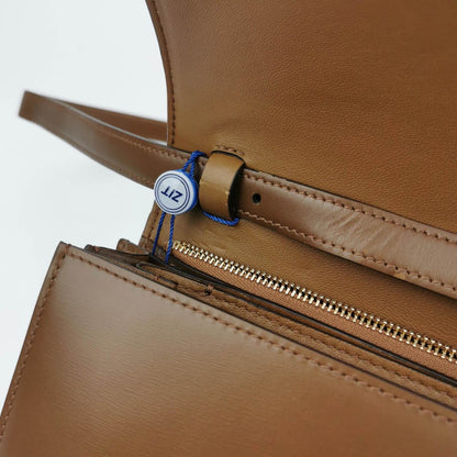 CELINE Classic Box Flap Caramel Brown Leather crossbody bag
