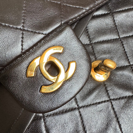 Chanel Classic Flap Small Dark Chocolate Brown Lambskin Leather with 24k Gold Hardware, 1994-1996