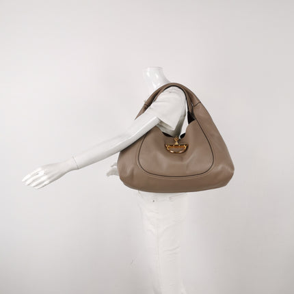 Gucci Softbit Maxi Shoulder Bag Beige Calfskin Leather