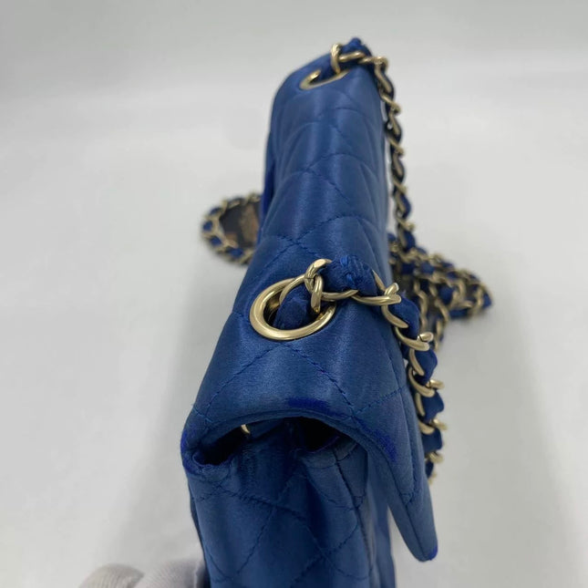 Chanel Classic Flap Mini 2013 Blue Silk Satin Gold Hardware