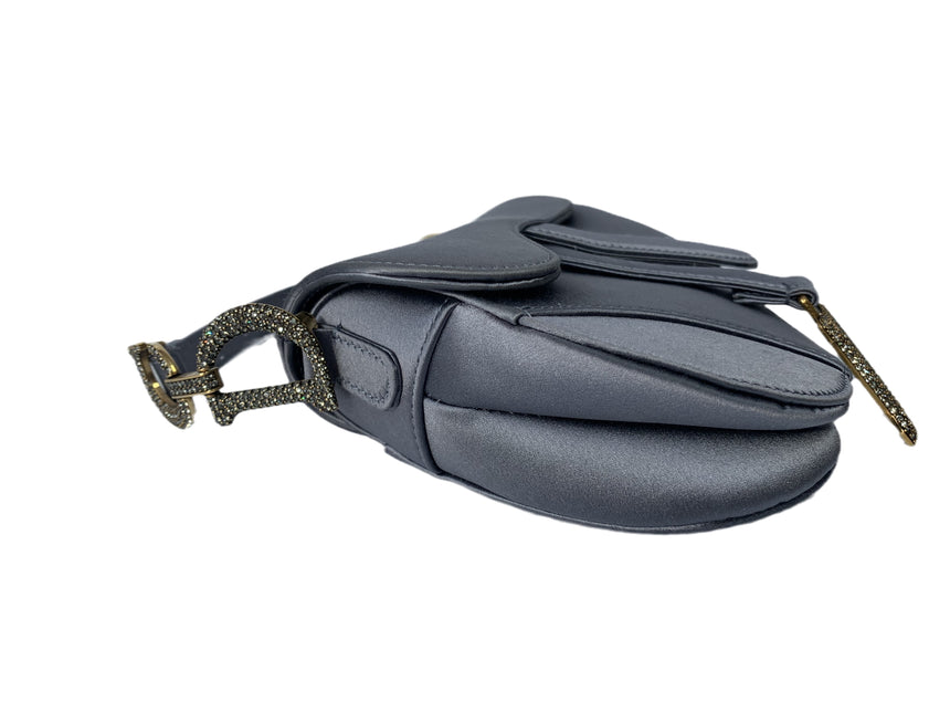 Sold Dior Saddle Mini Silk Greyish Blue with crystals