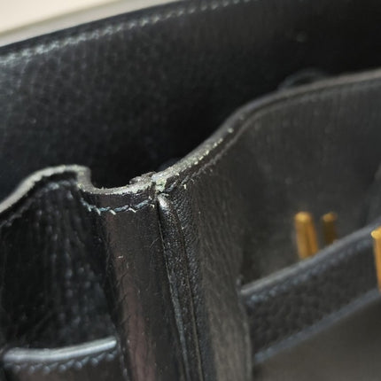 Hermes Birkin 35 Black Calfskin Leather Gold Hardware 1997