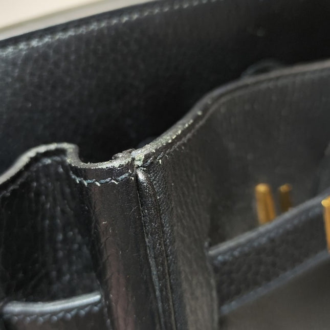Hermes Birkin 35 Black Calfskin Leather Gold Hardware 1997