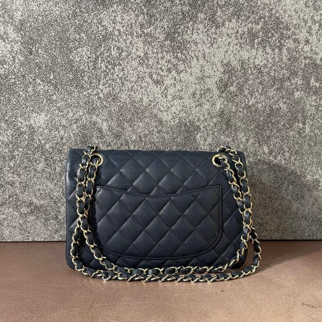 Chanel Classic Flap Small Navy Caviar Leather Gold Hardware, 2021