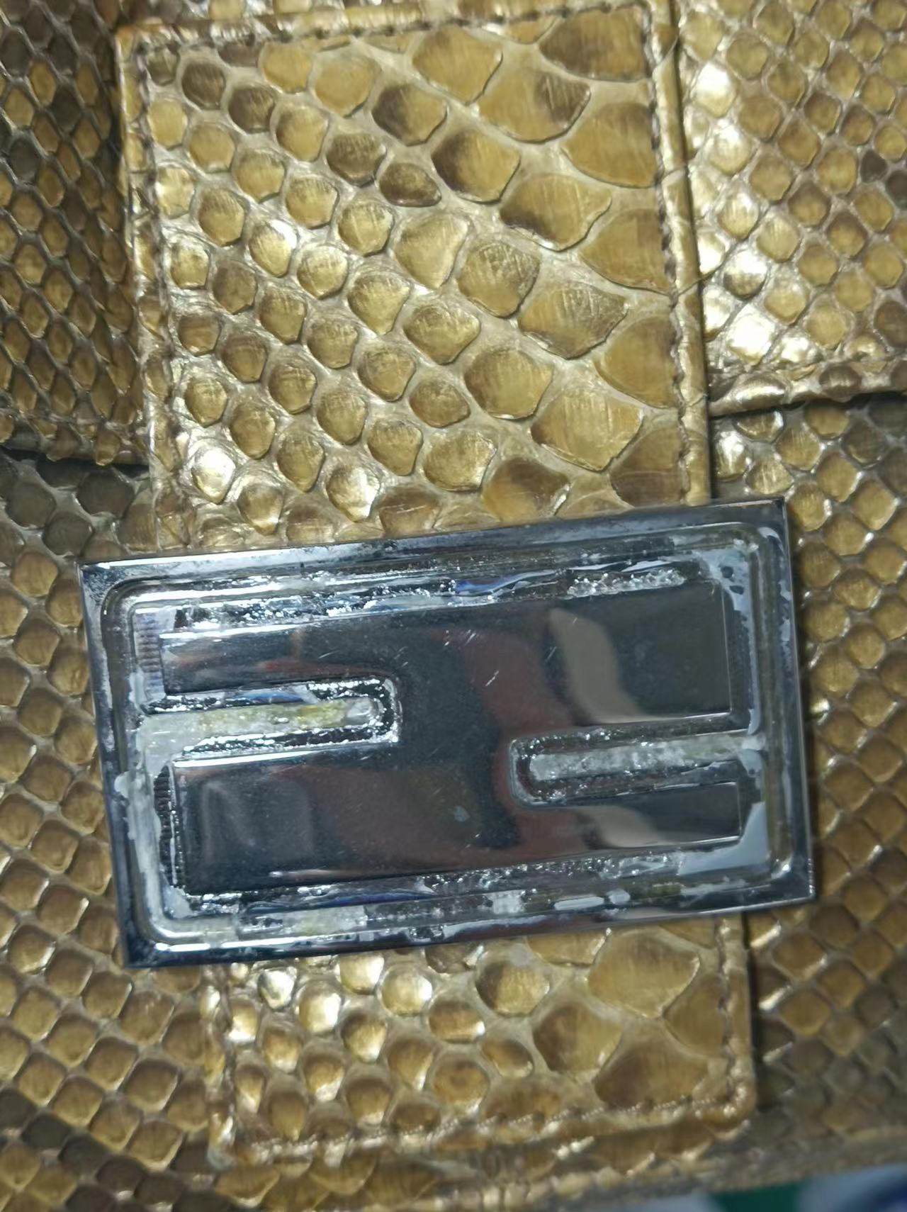 Fendi Baguette Brown Python Leather Snake Print