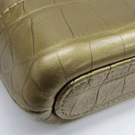 Sold Chanel Gabrielle Mini Gold Crocodile Embossed Calfskin Leather Crossbody Bag