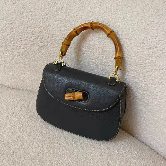 Gucci Bamboo 1947 Top Handle Bag Leather Small Dark Green