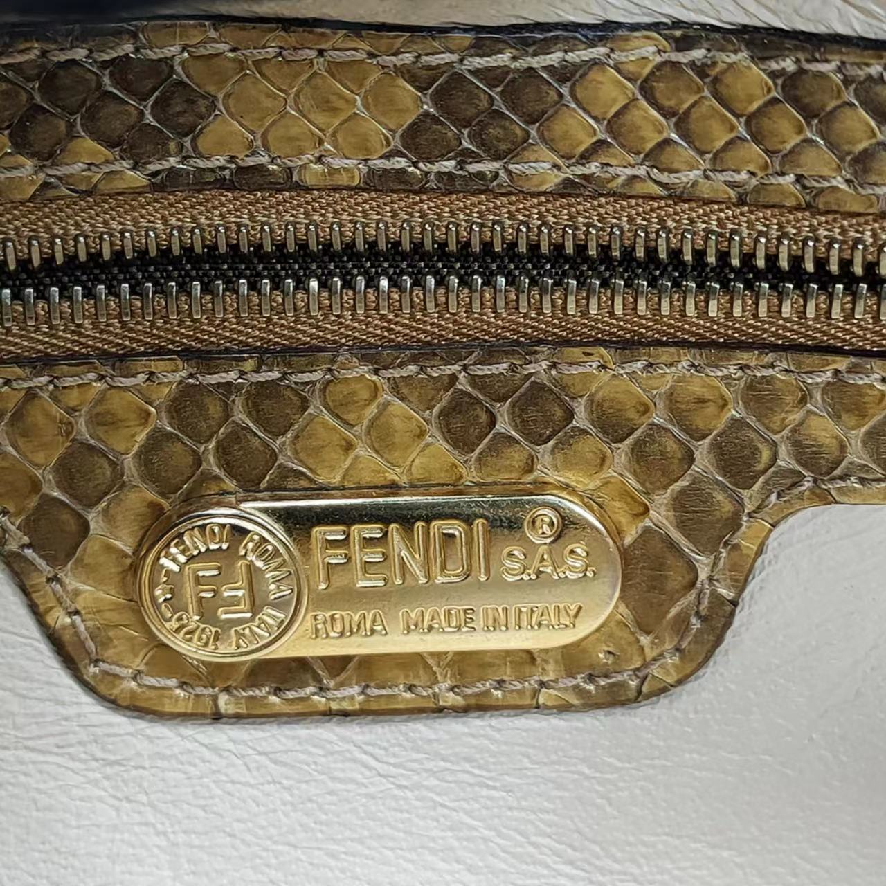 Fendi Baguette Brown Python Leather Snake Print Luxbags