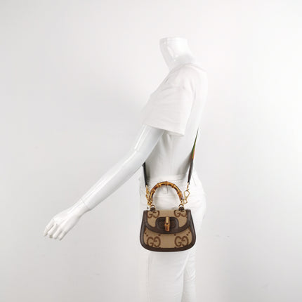 Gucci Bamboo 1947 Mini Brown Leather and Canvas Crossbody Bag