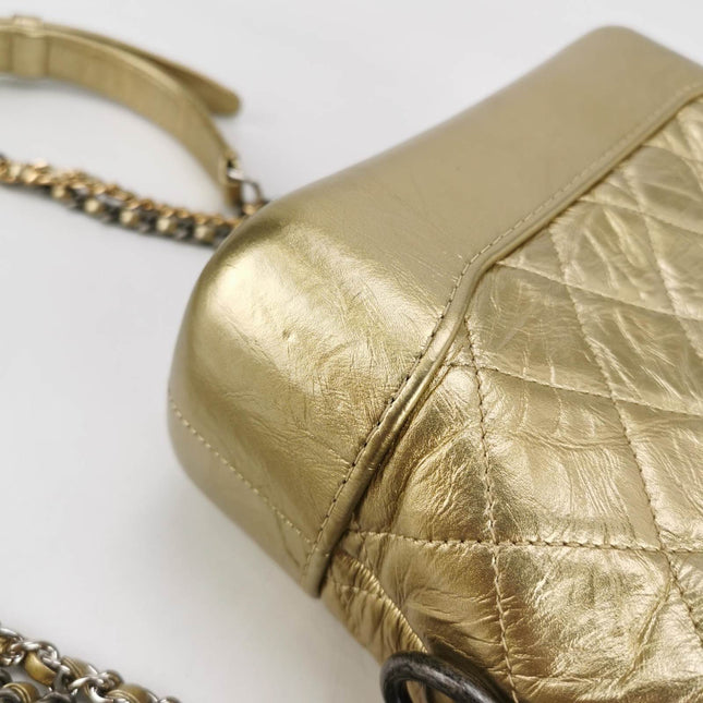 Chanel Gabrielle Hobo 2019 Gold Leather Small Crossbody Bag
