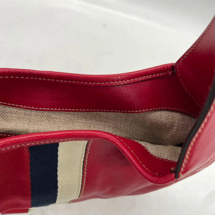 Gucci Jackie Vintage Bouvier Hobo Red Leather with Web Accent
