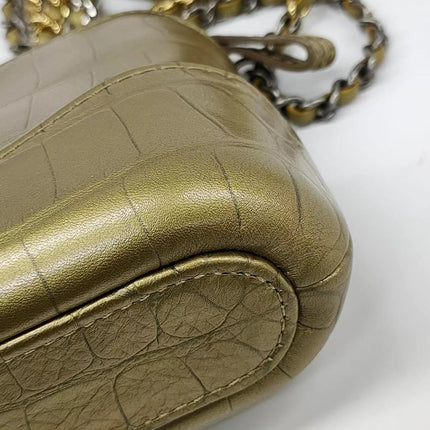 Sold Chanel Gabrielle Mini Gold Crocodile Embossed Calfskin Leather Crossbody Bag