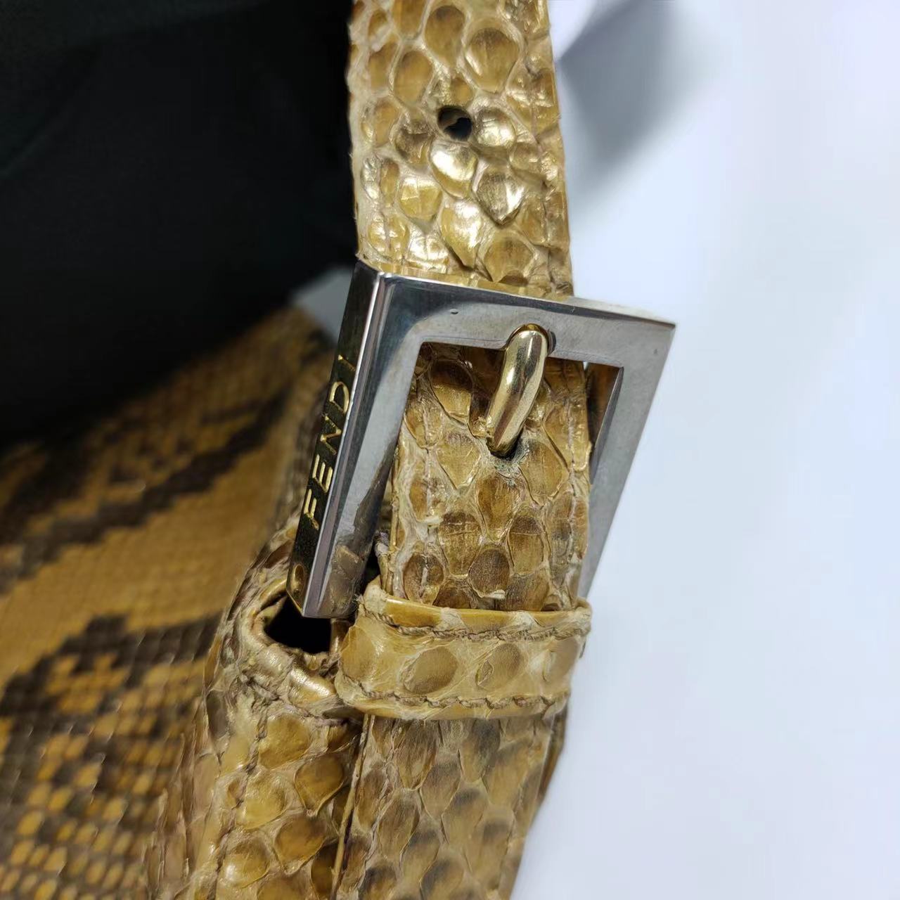 Fendi Baguette Brown Python Leather Snake Print