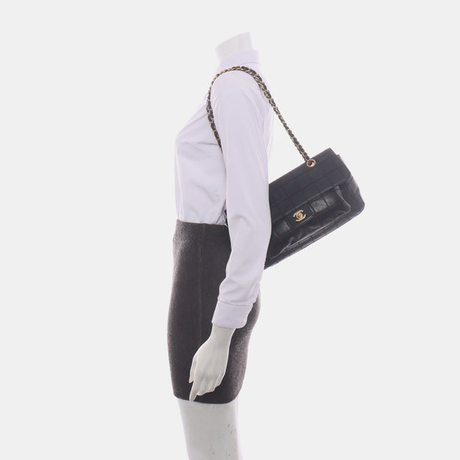 Chanel Chocolate Bar Black Flap Bag Gold Hardware, 2002-2003