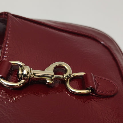 Gucci Jackie 1961 Mini Notte Burgundy Ancora Red Patent Leather Gold Chain Strap Crossbody Bag
