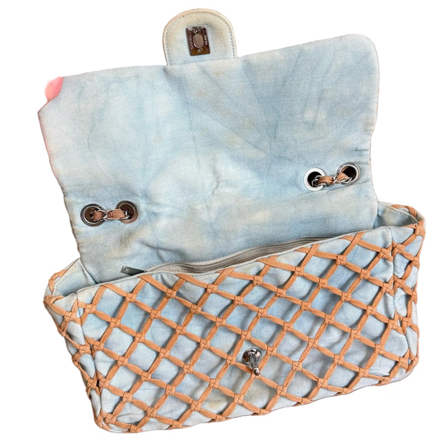 Chanel Jumbo Canebiers Net Knots Flap Blue Denim