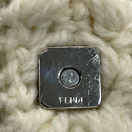 Sold Fendi Baguette Bag White Wool Pompom Shoulder Bag