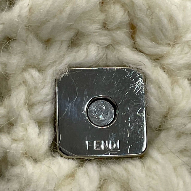 Sold Fendi Baguette Bag White Wool Pompom Shoulder Bag