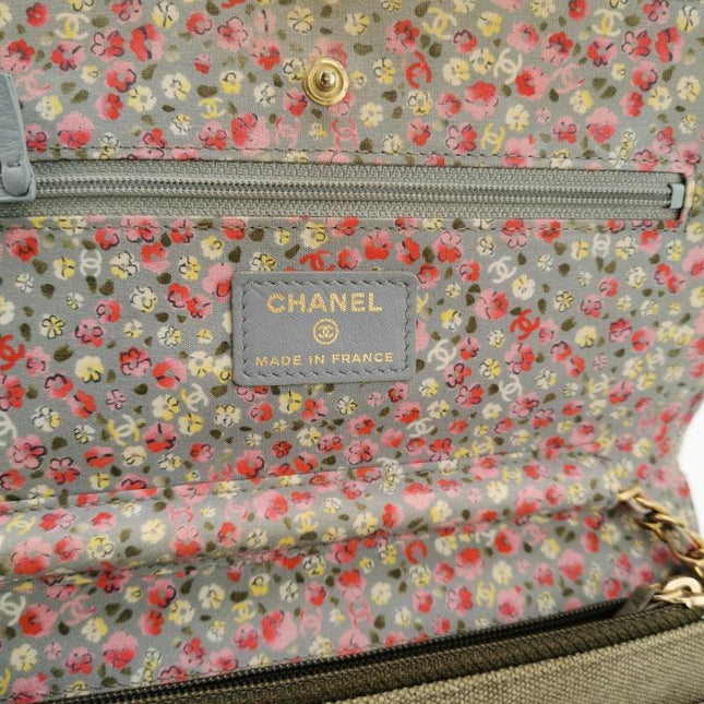 Chanel Wallet on Chain Khaki Quilted Canvas Coco Cuba Charms 2017