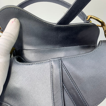 Sold Dior Saddle Mini Silk Greyish Blue with crystals