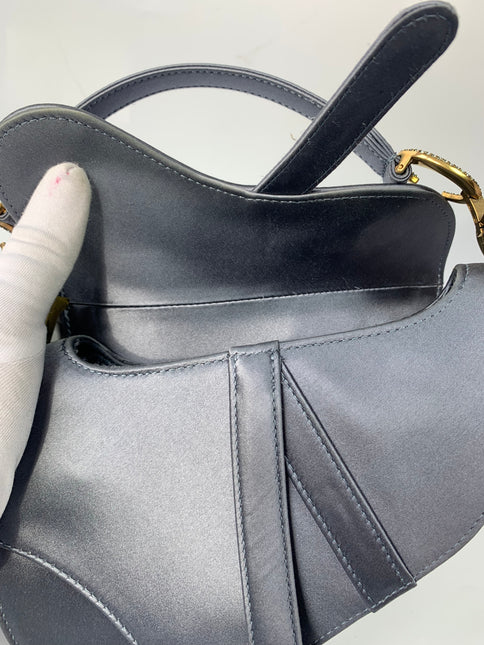 Sold Dior Saddle Mini Silk Greyish Blue with crystals
