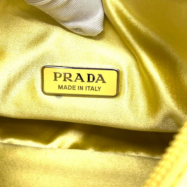 Prada Re-Edition 2000 Mini Yellow Glitter Nylon Shoulder Bag