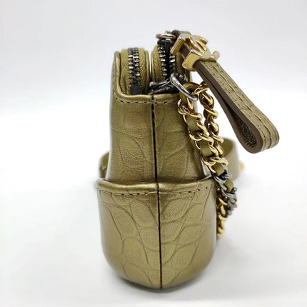 Sold Chanel Gabrielle Mini Gold Crocodile Embossed Calfskin Leather Crossbody Bag