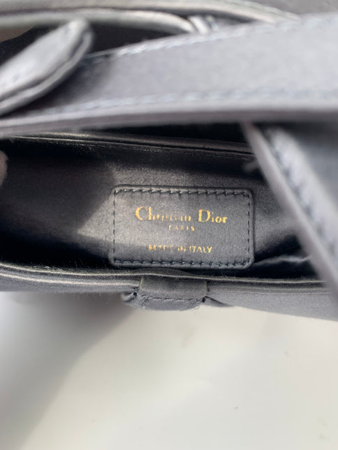 Sold Dior Saddle Mini Silk Greyish Blue with crystals