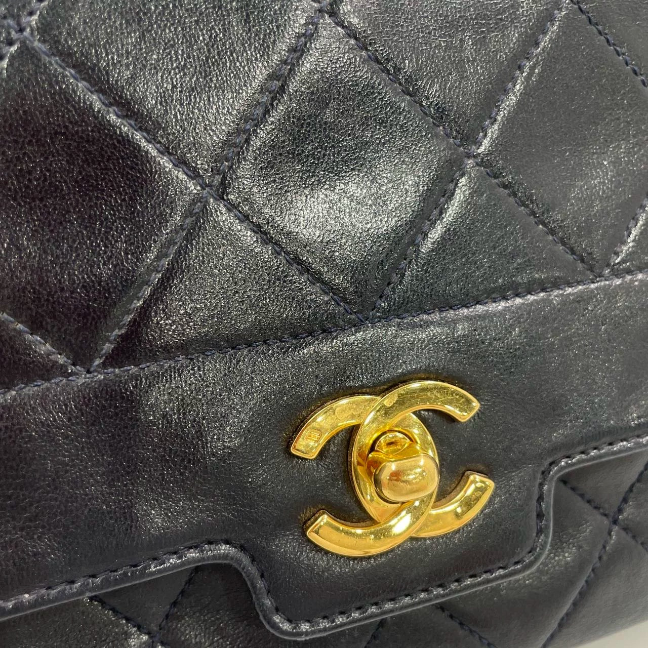 Chanel Diana CC Flap Bag Small Vintage Black Lambskin Leather with 24k Gold HW, 1989-1991