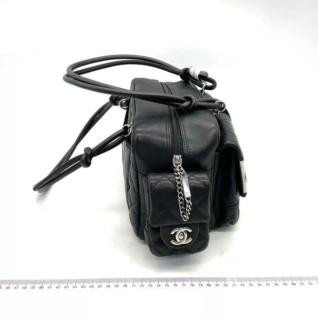 Chanel Cambon Multi-pocket Ligne Reporter Bag Medium Black Calfskin Leather