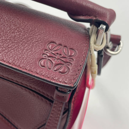 Sold Loewe Puzzle Mini Burgundy Calfskin Leather Crossbody Bag